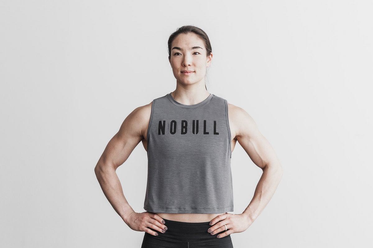 Nobull Muscle Women\'s Tank Tops Dark Grey | Australia (UZ1593)